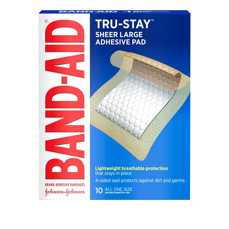 Band-Aid Brand Tru-Stay Adhesive Pads, Large Sterile Bandages, 10 ct ...