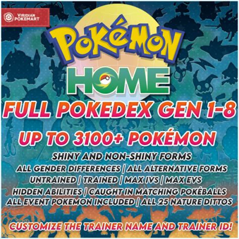 Buy Ultimate Shiny Full Pokedex Gen 1-8 | Pokemon Home | COMPLETE ...
