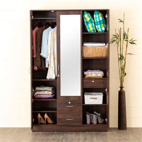 Buy Helios Lewis 3-Door Wardrobe with Mirror and Drawers - Brown from ...