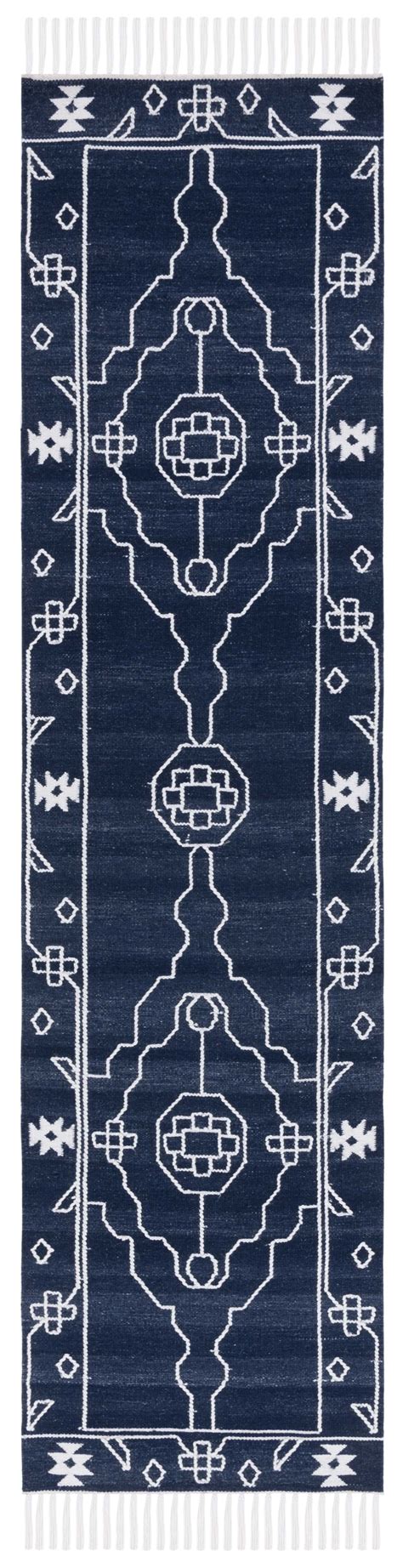 SAFAVIEH Kilim Adair Geometric Runner Rug, Navy/Ivory, 2'3" x 9 ...