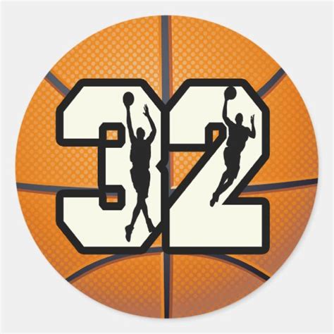 Number 32 Basketball Classic Round Sticker | Zazzle.com