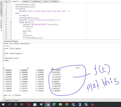 Image result for Bisection Method Ln X 2 0.7 MATLAB