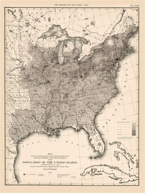 Population of the United States 1860 - Walker 1870 9th Census Atlas ...