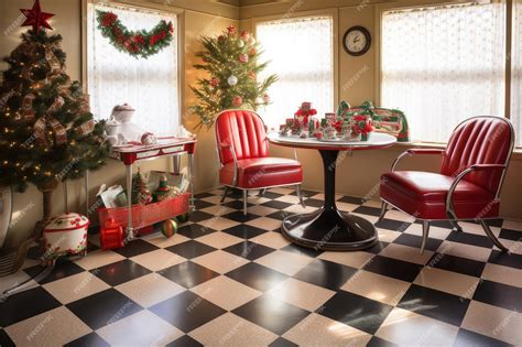 Premium AI Image | Traditional checkered linoleum flooring and vintage ...