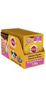 Pedigree Puppy Wet Dog Food, Chicken Chunks in Gravy, 30 Pouches (30 x ...