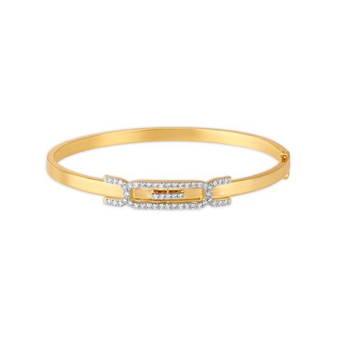 Sophisticated Gold and Diamond Openable Kada for men