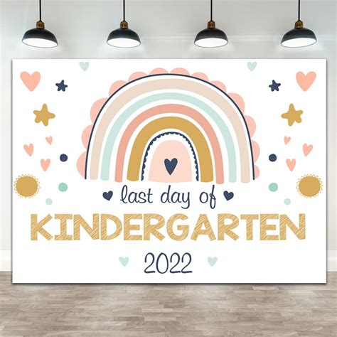 Buy Ticuenicoa 7×5ft Kindergarten Graduation Backdrop Rainbow Last Day ...