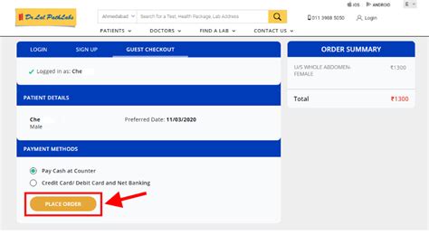 Steps to book lab visit appointment from Dr Lal Pathlabs