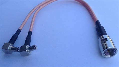 Buy FME male to Y type 2x TS9 male right angle Splitter Combiner cable ...
