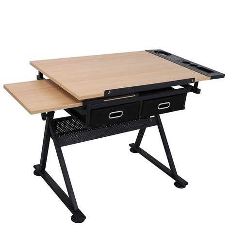 ZENY MDF Adjustable Height Drafting Desk Drawing India | Ubuy