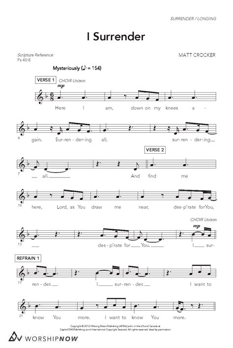I Surrender Hillsong Chord Chart