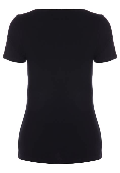 Womens Black Cotton Roll Sleeve T-Shirt | Peacocks