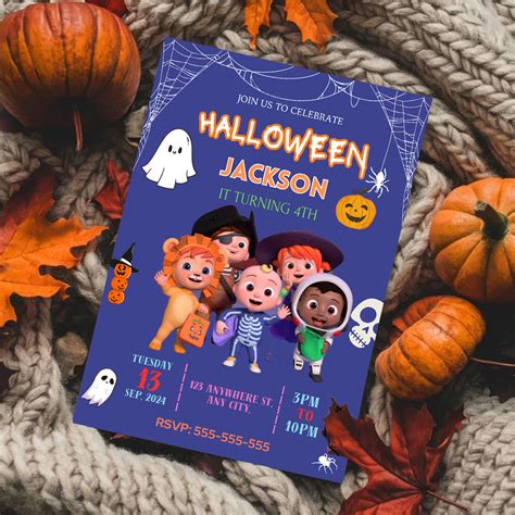 Cocomelon Halloween Birthday Invitation Template – CreativeRino