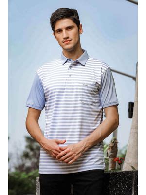 Buy Parcel Yard Mens Sky Striped Polo Neck T-Shirt Online