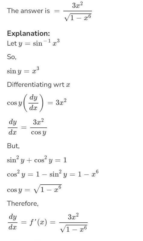differentiate W.R.T.S sin-1 (x3) - Brainly.in