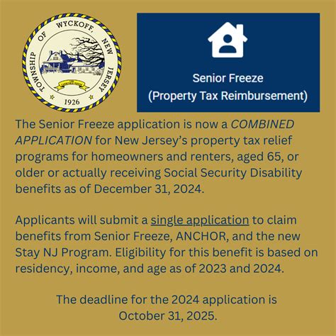 SINGLE APPLICATION FOR SENIOR FREEZE, ANCHOR, & STAY NJ PROGRAMS ...