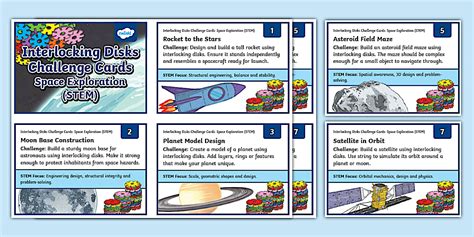 Interlocking Disks Challenge Cards: Space Exploration (STEM)