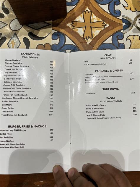 Menu at Verandah, Pune