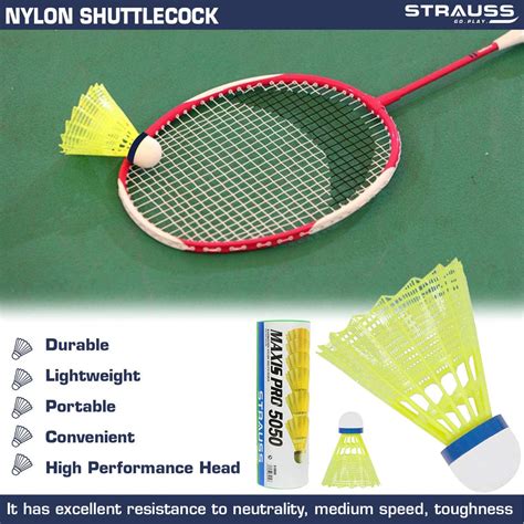 STRAUSS Maxis Pro Nylon Shuttlecock (Pack Of 6) | Stable Flight, Fast ...