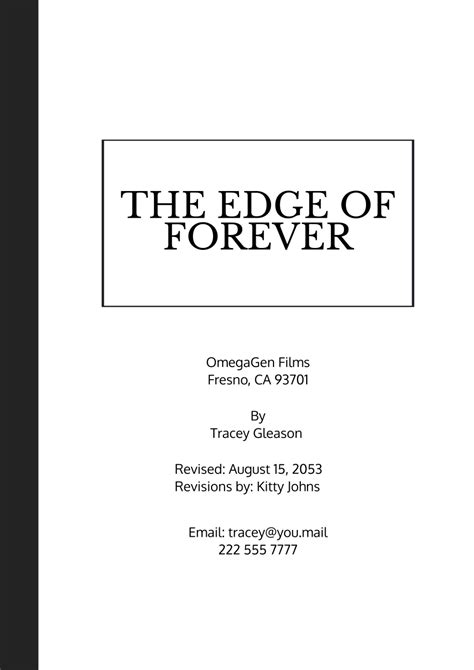 Free Screenplay Cover Page Templates to Edit Online