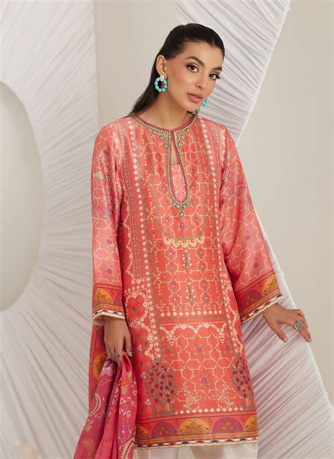 Lillia Tangerine Shirt and Dupatta – Noor Lawns SD