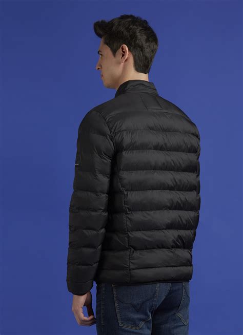 Teal Blue Solid Full Sleeve Puffer Jacket | Pepe Jeans India