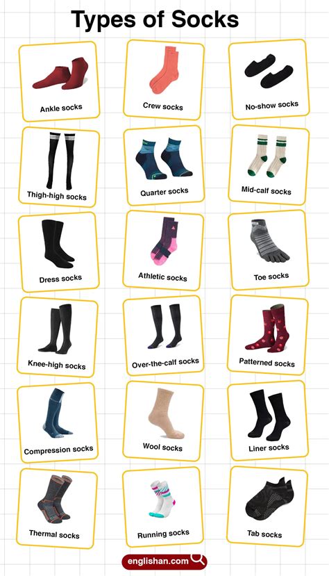 Types of Socks Names and Styles with Pictures