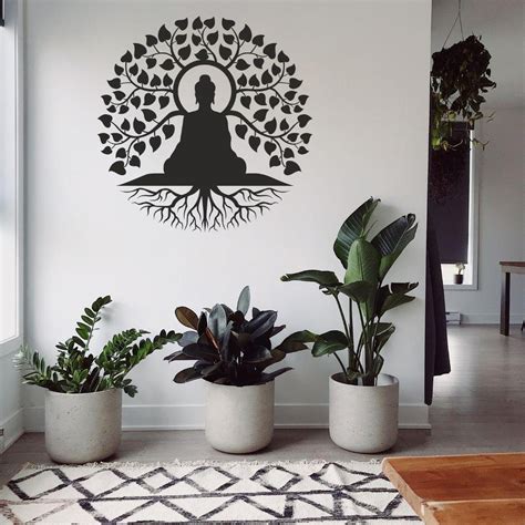 Buddha Under The Bodhi Tree Wall Sticker (PVC Vinyl, 39 cm x 39 cm, Se ...