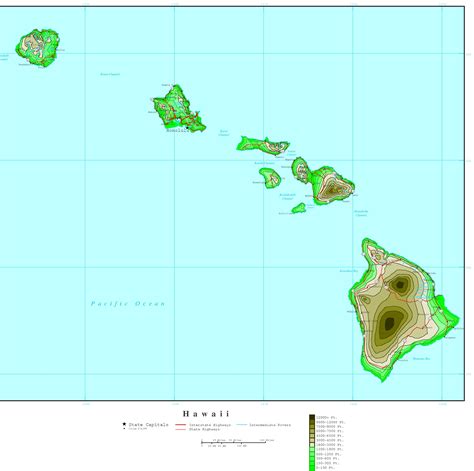 Hawaii Elevation Map