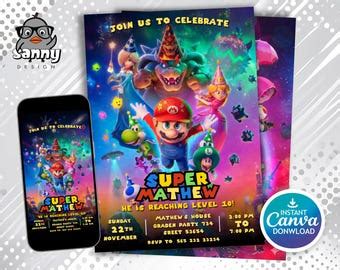 Buy Super Mario Galaxy Birthday Invitation, Editable Canva Template ...