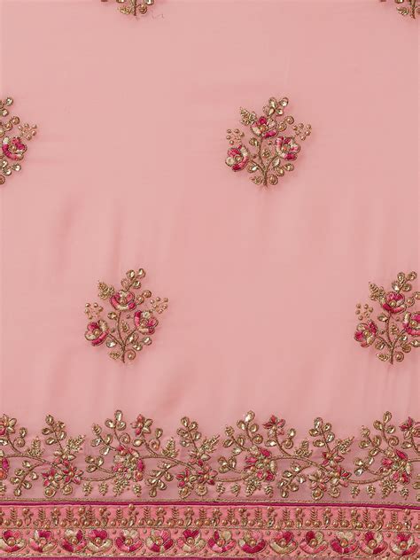 FUGK2255_A Pink Resham & Zari Embroidered Georgette Saree Embellished ...