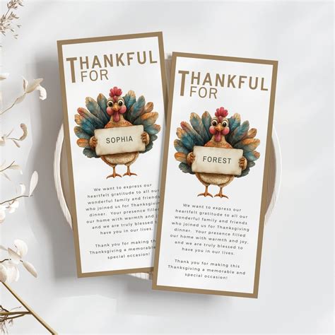Thanksgiving Dinner Place Card, Thanksgiving Name Cards, Turkey Place ...