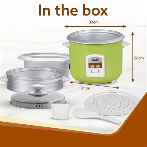 AGARO Marvel Electric Rice Cooker, 1.8L, 700W, Automatic Boiler ...