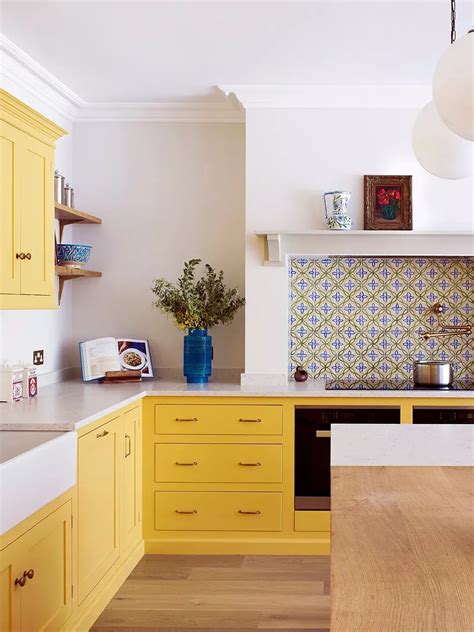 Yellow Kitchen Cabinets, Kitchen Cabinetry, White Kitchen, Yellow ...