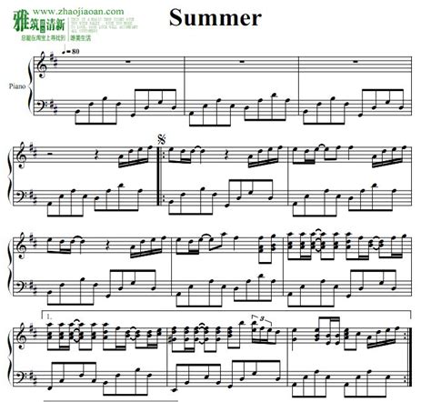 summer钢琴谱原版打印,suer钢琴原版,suer钢琴完整版_大山谷图库