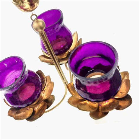 Buy Corsica Kamal Votive Crackle Hurricane with Lotus Chain from Home ...