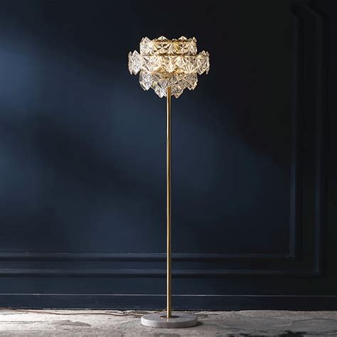 Crystal Floor Lamp Brass Traditional Candle Standing Lamp 4 Heads