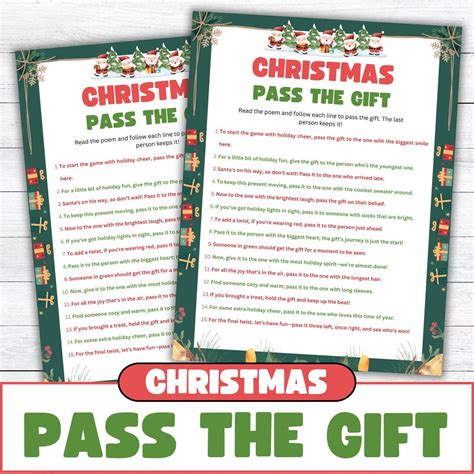 Christmas Pass the Gift Game | Printable Holiday Party Game for Family ...