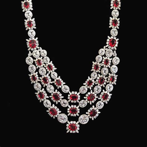 An Elegant CZ Ruby Layered Necklace [18K Rhodium Polish] – Sneha ...
