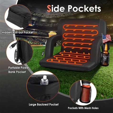 Heated Stadium Seats for Bleachers with Back Support and Wide Cushion ...