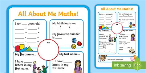All About Me Maths Display Poster Worksheet