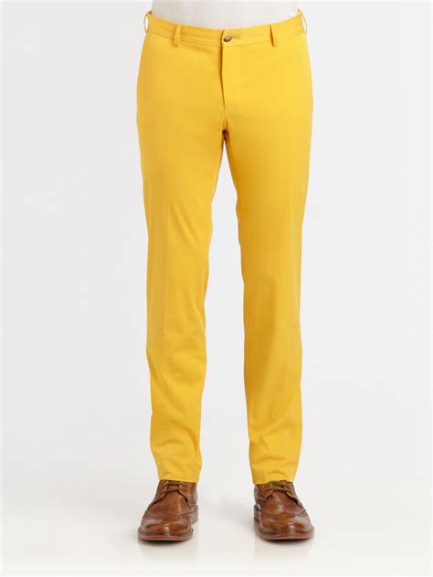 Moschino Cotton Trousers in Yellow for Men - Lyst