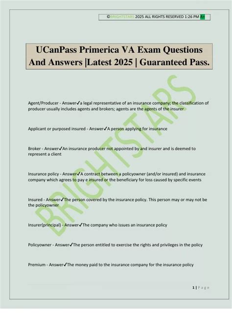 UCanPass Primerica VA Exam Questions And Answers |Latest 2025 ...
