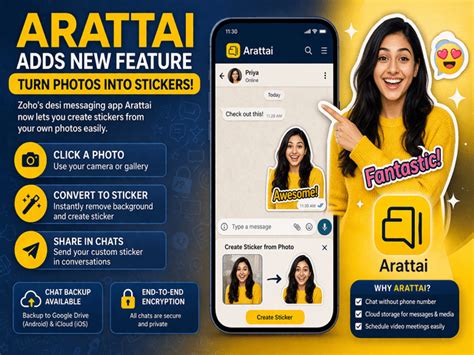 Arattai introduces photo-to-sticker feature: India's WhatsApp rival ...