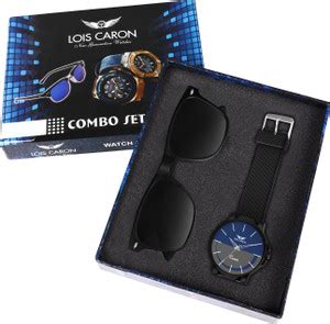 LOIS CARON LCS-9167 All Black Combo Set of Sunglass and Watch With ...