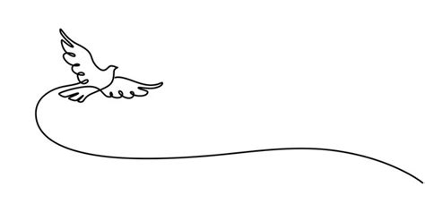 White dove in one continuous line drawing bird symbol of peace and ...