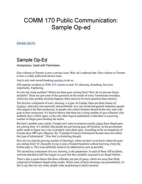 COMM 170 Public Communication Op-ed - COMM 170 Public Communication ...