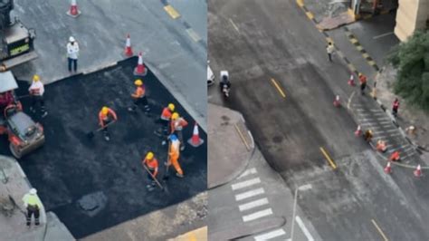 Indian man lauds Dubai’s swift road repair response as pothole gets ...