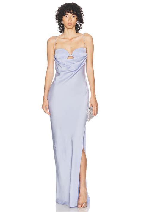 Alex Perry Drape Cut Out Column Dress in Frost | FWRD