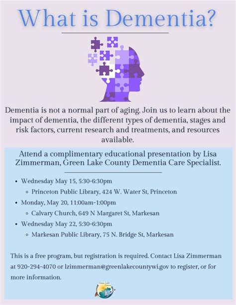 What is Dementia?, Calvary Church, 649 N Margaret St, Markesan WI, 20 ...